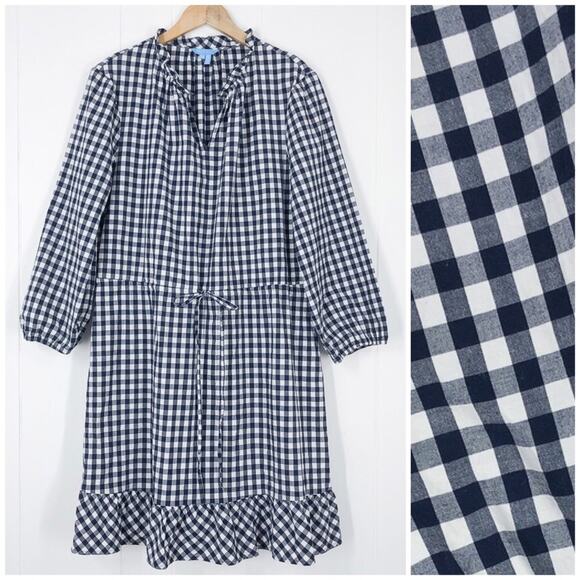 Draper James Dresses & Skirts - Draper James Lucinda Gingham Popover Dress Drawstring Waist Ruffle Hem Size XXL